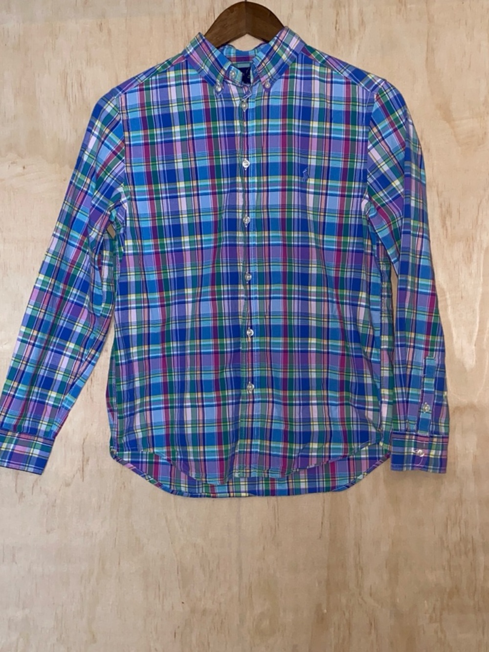 Lauren Ralph Lauren Blue, Pink & Green Plaid Kids Button-Up Shirt